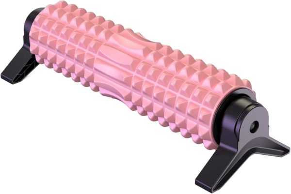 New Upgrade Bracket Foam Roller with Stand for Back Leg Pain, 21 Inch Firm Deep Tissue Muscle Massager for Sore Muscles (Pink)