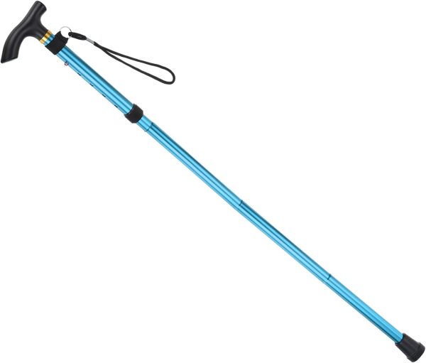 Trekking Poles, Collapsible Hiking Pole Telescopic Folding Cane Quick Lock Aluminum Alloy for Outdoor Hiking Walking Camping