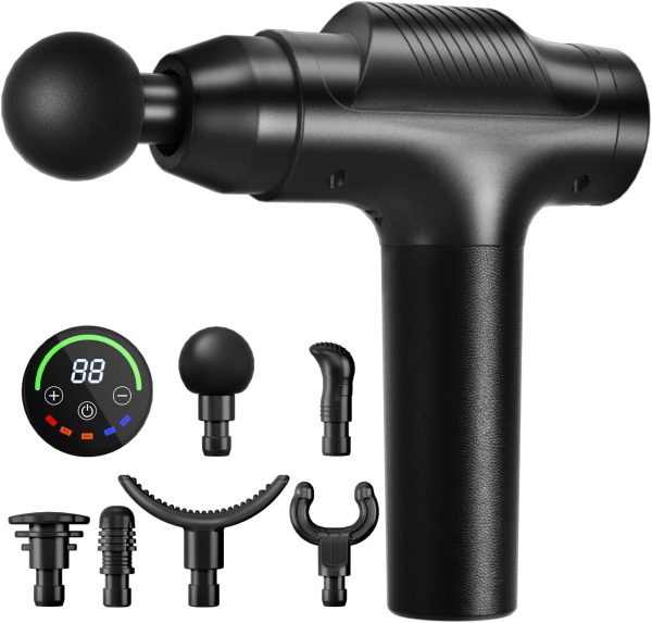 Massage Gun Deep Tissue,Portable Electric Muscle Massager,High Intensity Percussion Massager for Pain Relief with 20 Speeds & LED Screen,Black